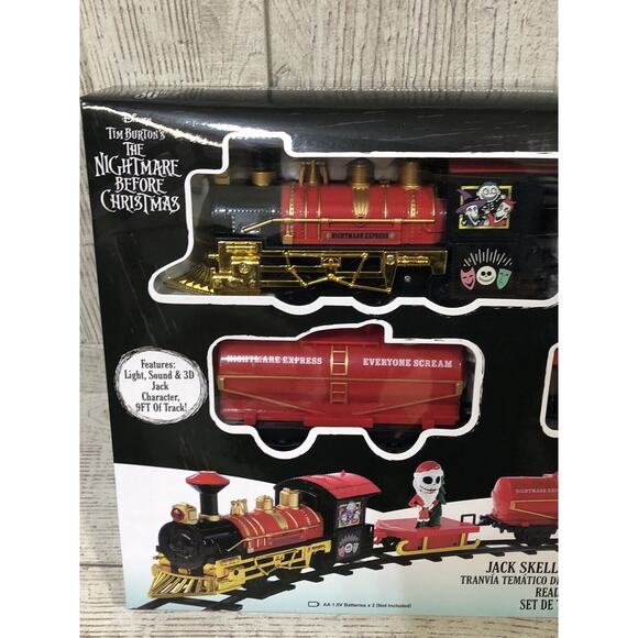 Jack Skellington Holiday Christmas Train Set, Battery Powered New In Box 12 Pc - Picture 3 of 7